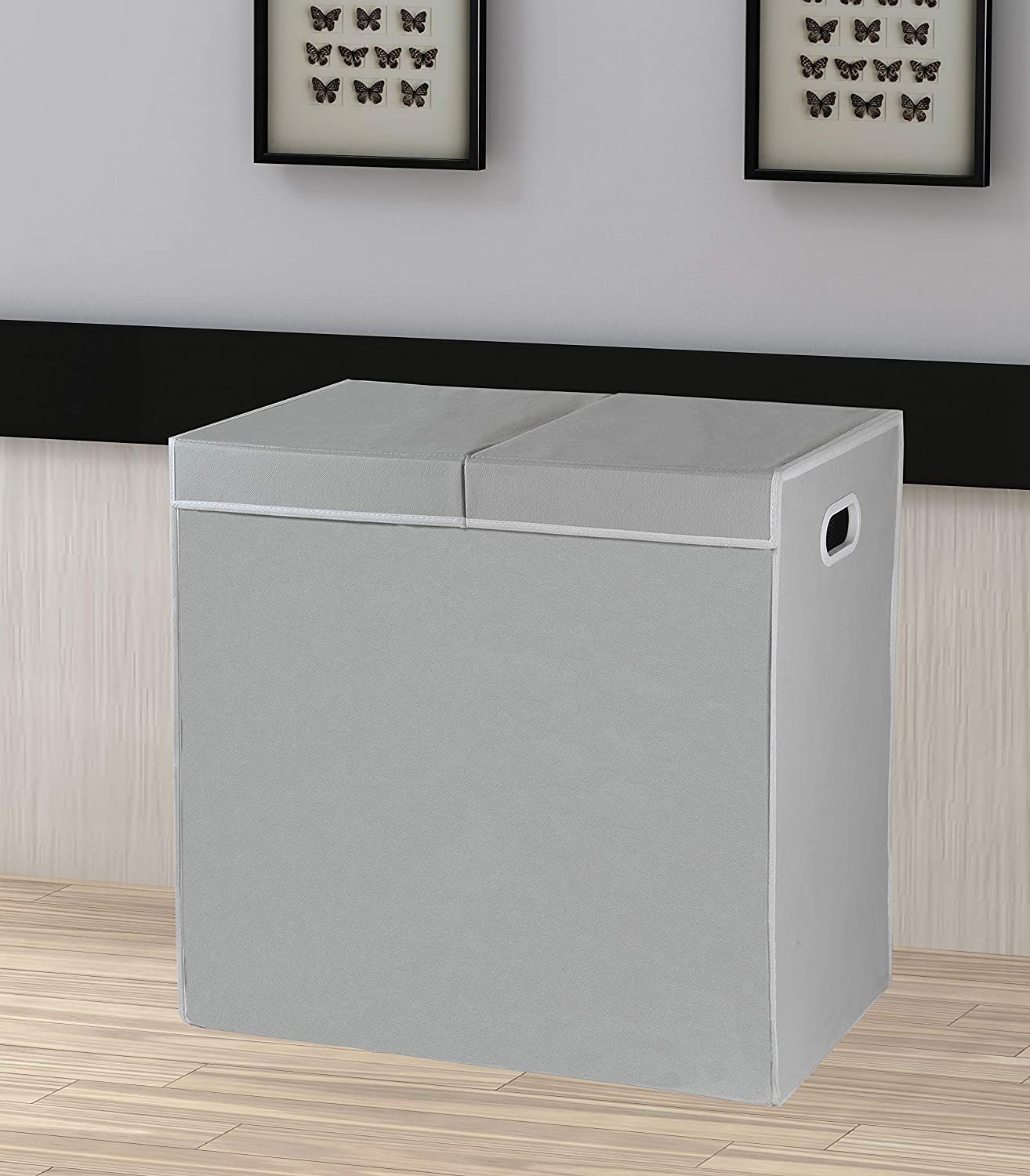 1107-8vydr0.jpg Simple Houseware Double Laundry Hamper with Lid and Removable Laundry Bags - Image 5