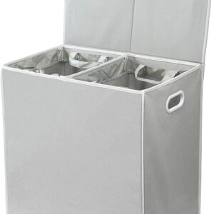 Simple Houseware Double Laundry Hamper with Lid and Removable Laundry Bags