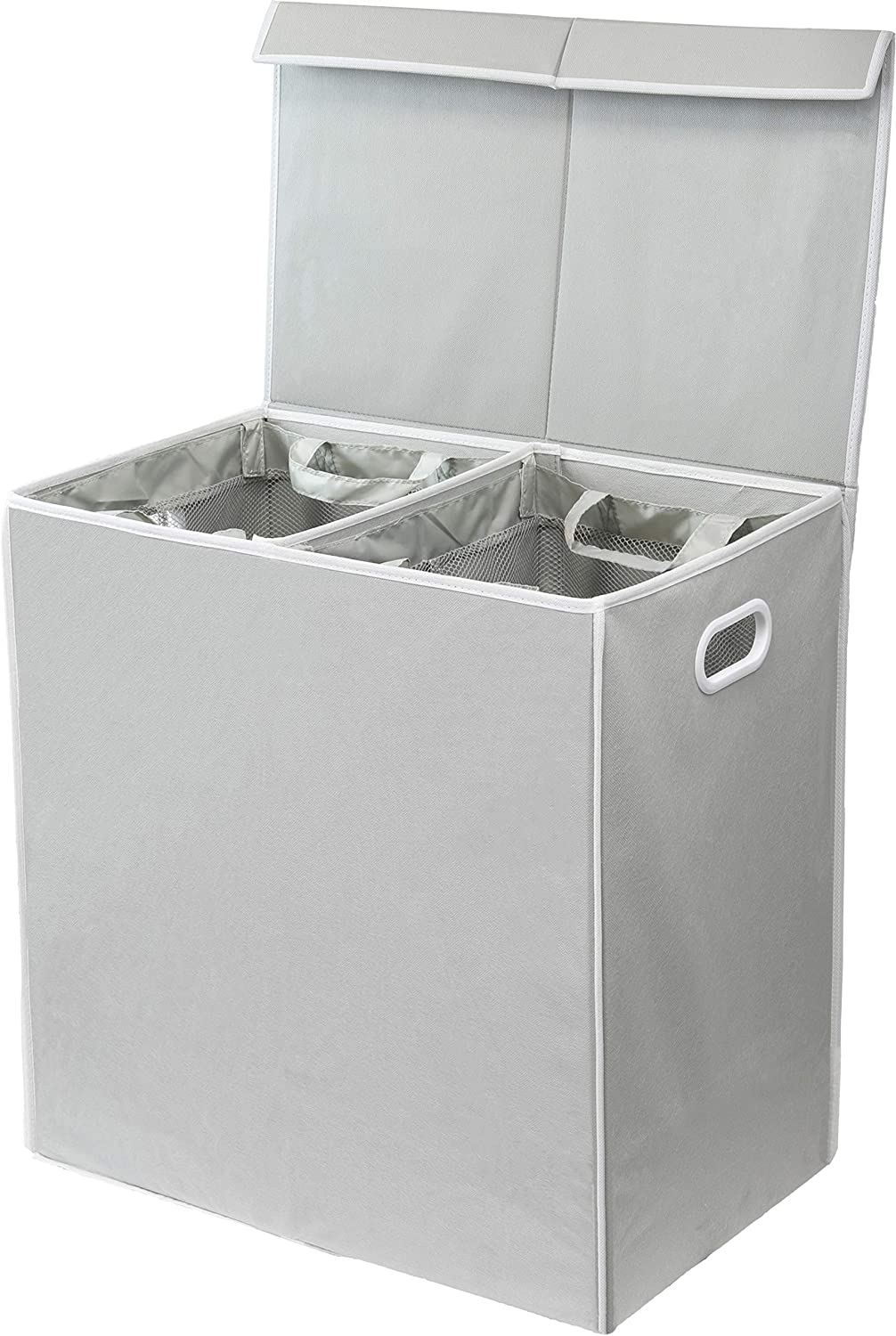 1107-iwsetk.jpg Simple Houseware Double Laundry Hamper with Lid and Removable Laundry Bags
