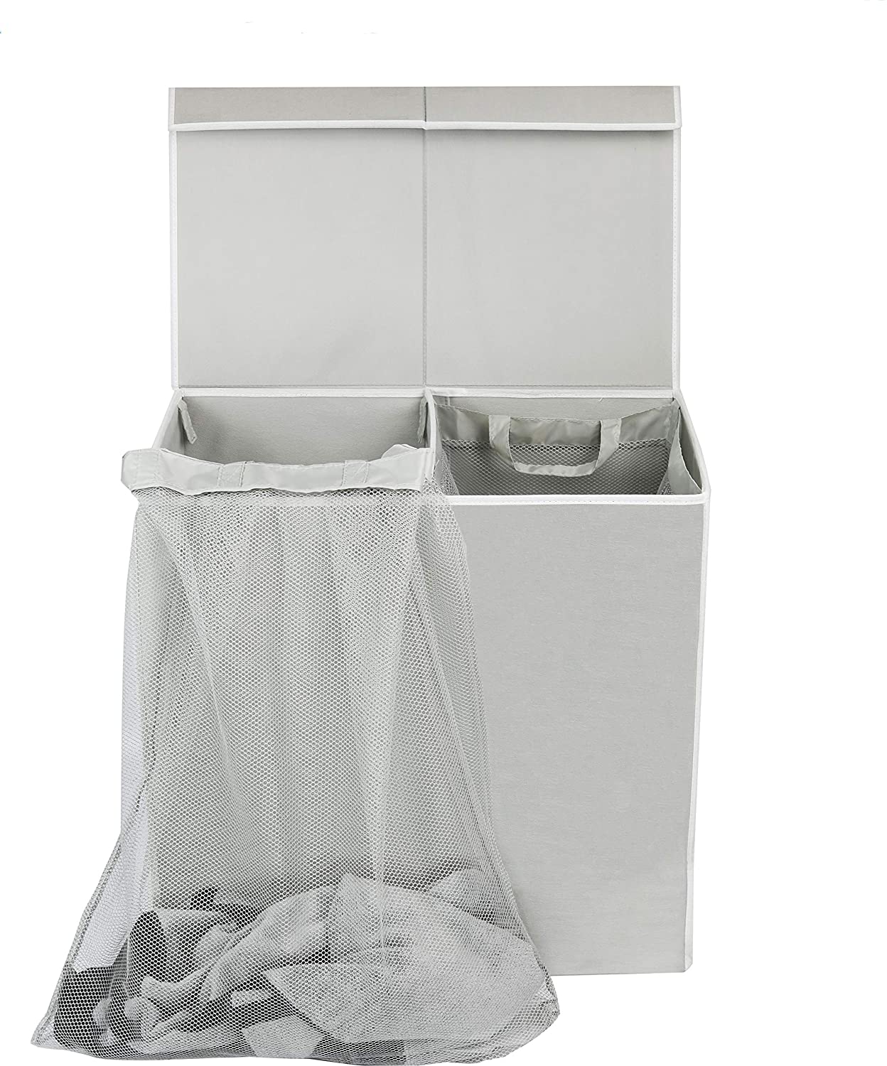 1107-yjeyqi.jpg Simple Houseware Double Laundry Hamper with Lid and Removable Laundry Bags - Image 2