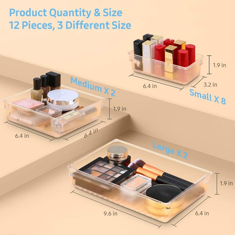 1130-rrgdys.jpg 25 PCS Clear Plastic Drawer Organizers Set - Image 2