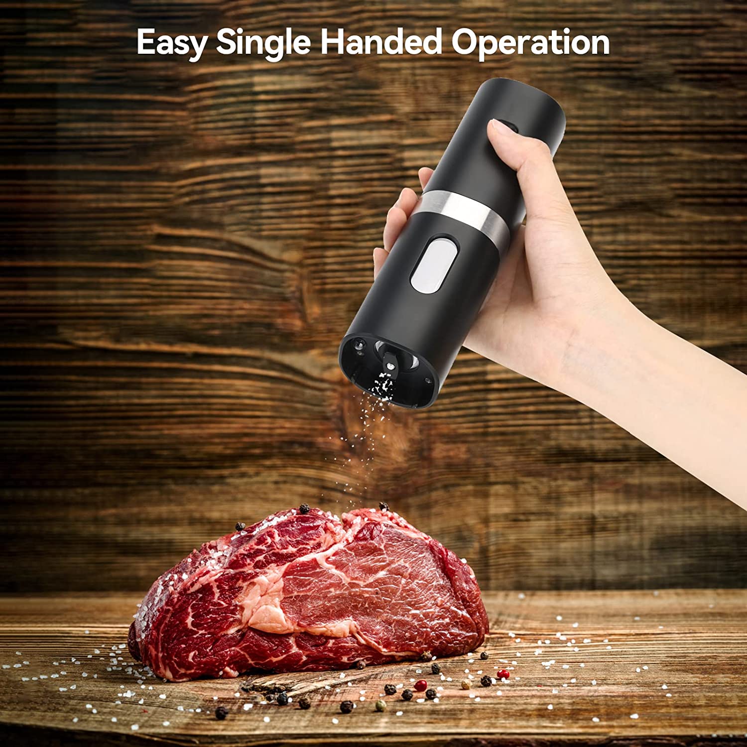 1604-envzza.jpg Gravity Electric Salt and Pepper Grinder Set, Automatic Pepper and Salt Mill Grinder Battery-Operated with Adjustable Coarseness, LED Light, Christmas Gifts 1-Pack - Image 3