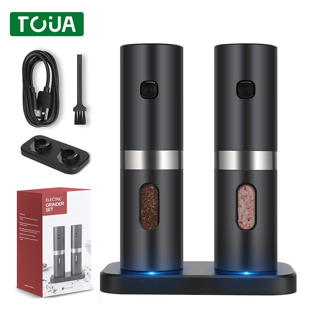 1604-xnputq.jpg Gravity Electric Salt and Pepper Grinder Set, Automatic Pepper and Salt Mill Grinder Battery-Operated with Adjustable Coarseness, LED Light, Christmas Gifts 1-Pack